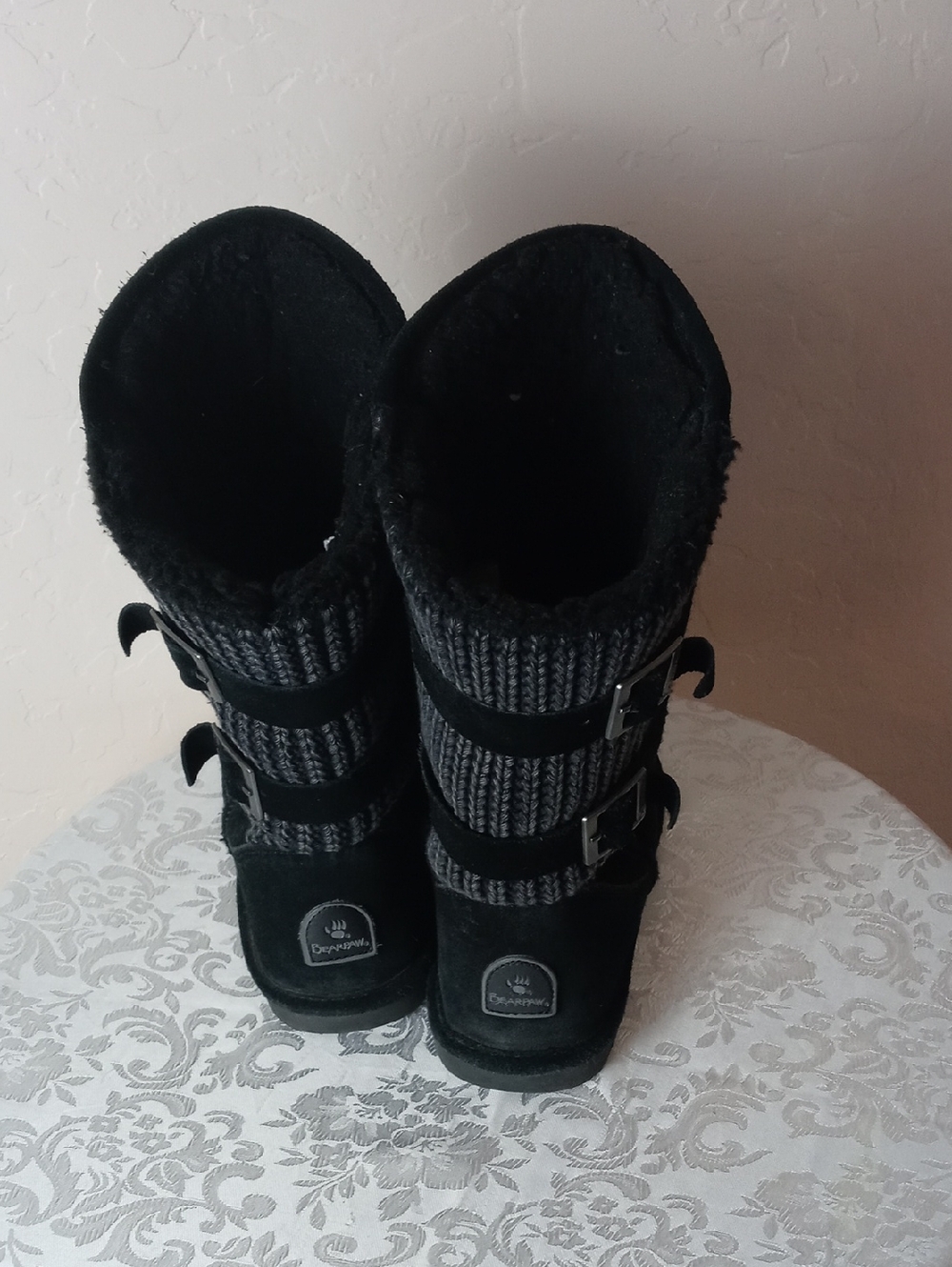Bear Paw Women's Black Winter Fur-Lined Button Boots - Picture 2 of 6